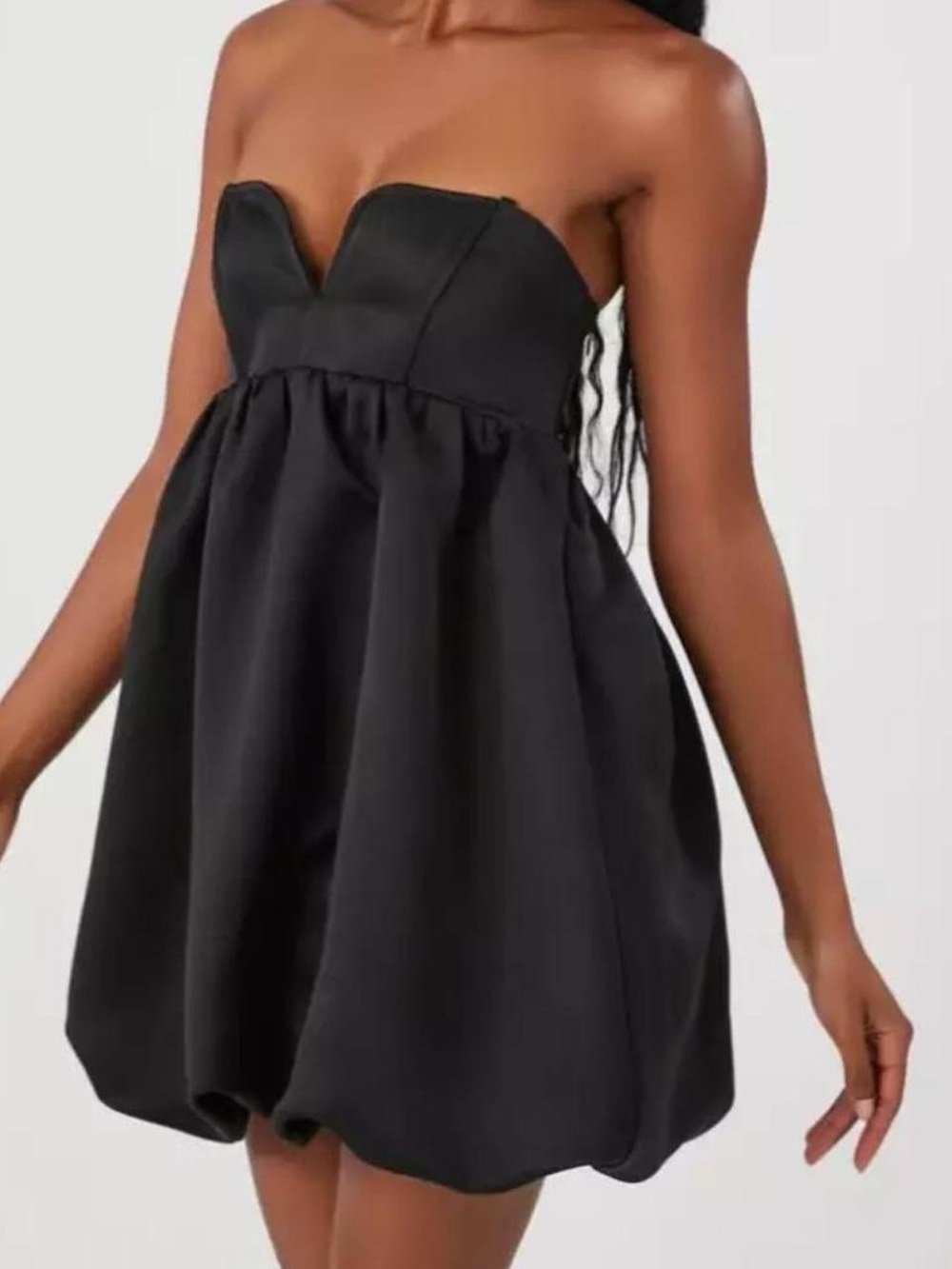Forever 21 Black Strapless Sweetheart Bubble Mini Dress